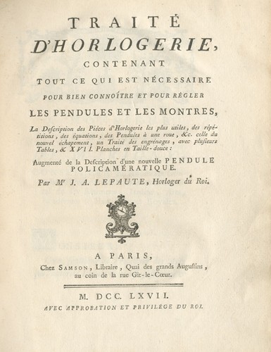 Lepaute traité - (jean-andré).,