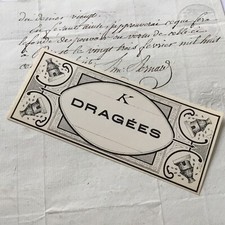 Etiquette ancienne dragées - etiquette,