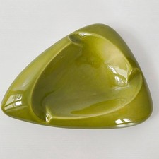 SUPERBE CENDRIER VINTAGE 1960 EN CERAMIQUE VERT OLIVE 60S 1960S ANNEES 60