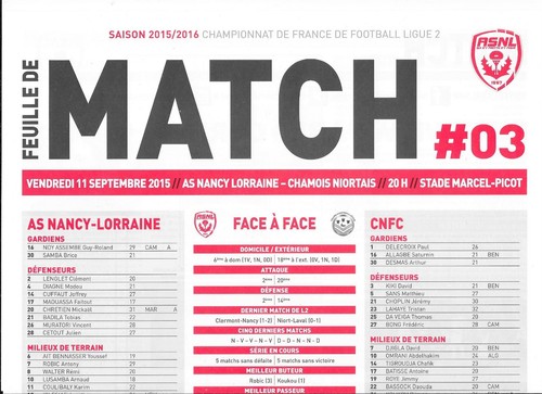 Feuille match asnl - de, n°03