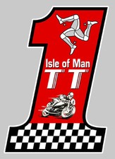 NUMBER ONE TT ISLE OF MAN BIKER 10cmX7cm AUTOCOLLANT STICKER MOTO (IA022)