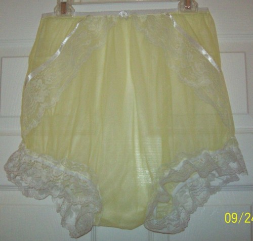 Yellow sheer nylon bloomer - sheer,