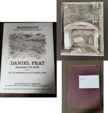 Dessin & carnet de croquis du Vaucluse : CAROMB de Daniel PRAT (1937-2000) +AFFI