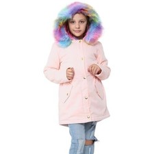 Enfants Veste Capuche Fille Fourrure Rose Bébé Parka École Extérieur