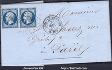 FRANCE PAIRE N°14 SUR LETTRE