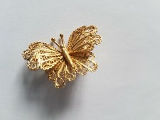 MAGNIFIQUE broche papillon en argent massif 925 et vermeil Or jaune