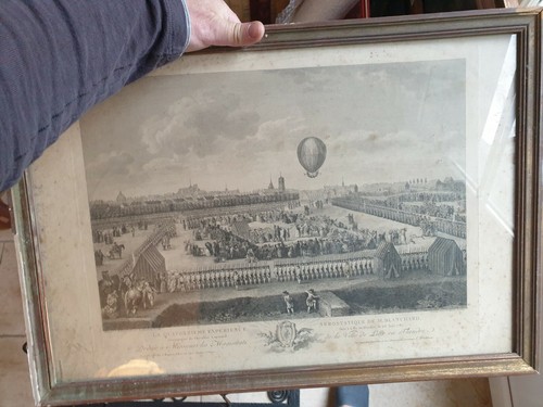 Gravure ancienne ballon - ancienne,