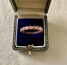 ANCIENNE BAGUE ÉTERNITÉ  ARGENT MASSIF/OR ROSE VERMEIL - RUBIS VÉRITABLE