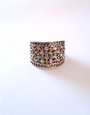 Bague bandeau tourmaline saphir jaune argent 925 / or blanc T 57