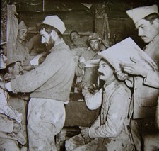 SALON DE COIFFURE-STEREO-45X107-VERRE-GUERRE-14/18-WW1- GLASS-3D-STEREOSCOPE