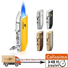 Allume-cigare briquets avec poinçon de cigare triple torche flamme boite cadeau