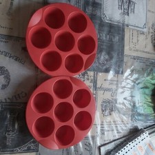 tupperware lot de 2 moules silicone à 7 muffins rond rouge 