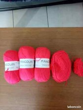 LOT 350 GR 3.5 PELOTES 100GR MARQUE PINGOUIN PINGO CROCHET ROUGE NEUVES