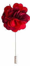 Lapel Pin for Men Flower Pin Handmade Satin Boutonnière Pin (red & maroon)