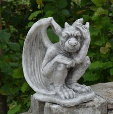 Gargouille la statuette en pierre réfléchie 27 cm 10 kg gris béton blanc rési...