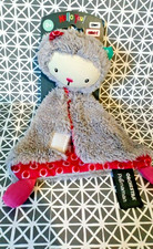 Doudou plat chat gris rose