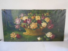 Tableau bouquet de fleurs peinture huile sur toile signée Peyroche 1935 Limoges