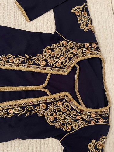 Caftan marocain bleu nuit - caftan,