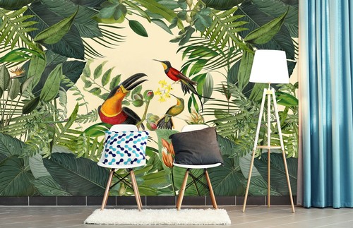 Papier peint forêt toucan - peint, 3d