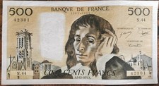 Billet 500 francs PASCAL  5 - 12 - 1974  FRANCE  W.47
