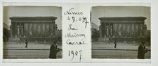 FRANCE Nîmes La Maison Carrée Instantané 1907 Photo Plaque Verre Stereo Vintage