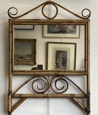 Beau Miroir Ancien En Rotin.  70 x 50 cm