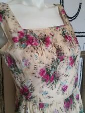 Robe vintage soie motifs fleuris T.38 neuve