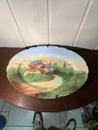 Ancien plat peint main - ancien, limoges