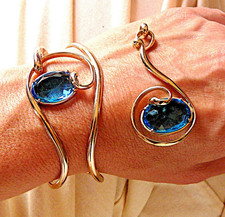 Lot PARURE Bijoux Plaqué Or Dorés Pierres ? cristaux ? ARTISANAT Handmade JEWELS