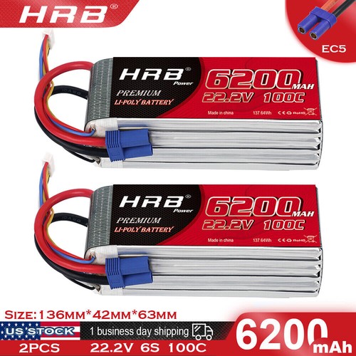 Hrb 2pcs 6200mah lipo - 22.2v,