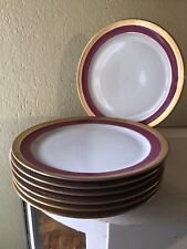 ANCIENNE FABRIQUE ROYALE LIMOGES 7 ANCIENNES ASSIETTES PLATES ROUGE & OR