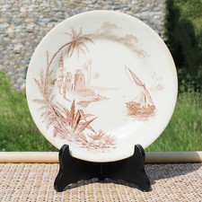 Ancienne assiette plate en faïence de Gien modèle Vues d'Orient