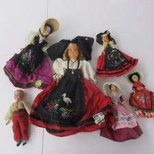 lot de 6 poupées folkloriques dont SNF 27 : alsace, toulouse, monaco . celluloid
