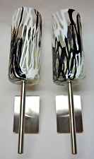 PAIRE D'APPLIQUES VINTAGES EN VERRE NOIR ET BLANC (n°1)