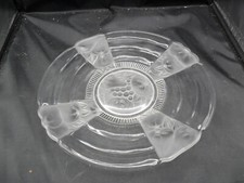 COUPE ART DECO VERRE PRESSE MOULE DECOR FRUITS SIGNEE VAL ST LAMBERT