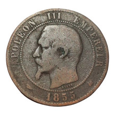 10 centimes Napoléon III, tête nue 1855 K Bordeaux Chien ! (029)