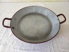 Ancien plat en tôle émaillée pour cuisson au four 28cm de diamètre