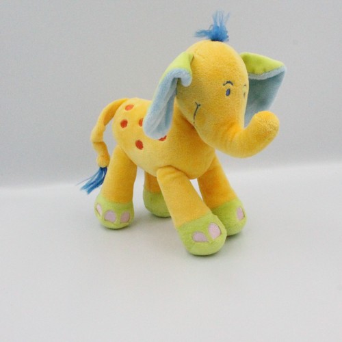 Doudou eléphant jaune orange - eléphant,
