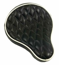 SEAT BOBBER CHOPPER HARLEY SPORTSTER PERSONNALISÉ CUIR COUSU DIAMANT NOIR BLANC