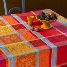 Nappe carrée Arles paprika patch coton jacquard 1m60 x 1m60 - MCTISSUS - 3700913