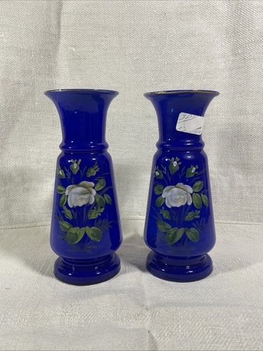 Paire vases bleus verre - paire,