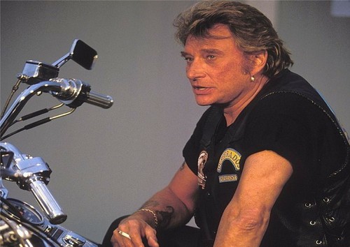 Johnny hallyday sur moto gilet - sur,