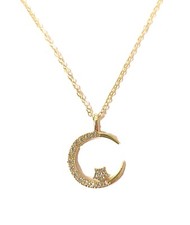 Collier doré en acier inoxydable – Lune étoilée brillante