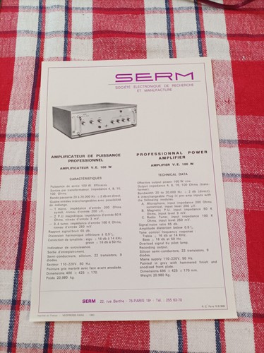 Ancienne fiche technique serm - ancienne,