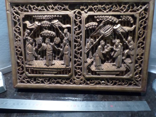 Panneau bois sculpté - bois, laquÉ