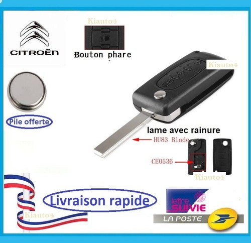 Coque cle plip citroën - cle, c4