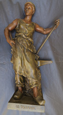 Sculpture grand regule Le travail forgeron par Ernest Rancoulet hauteur 65 cms