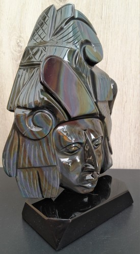 24cm obsidienne œil - h:24cm,