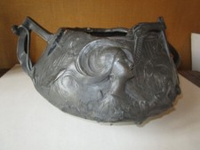 Grande et belle coupe / jardinière en régule époque Art Nouveau - R. Aurili