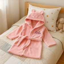 Peignoir brodé avec prénom rose